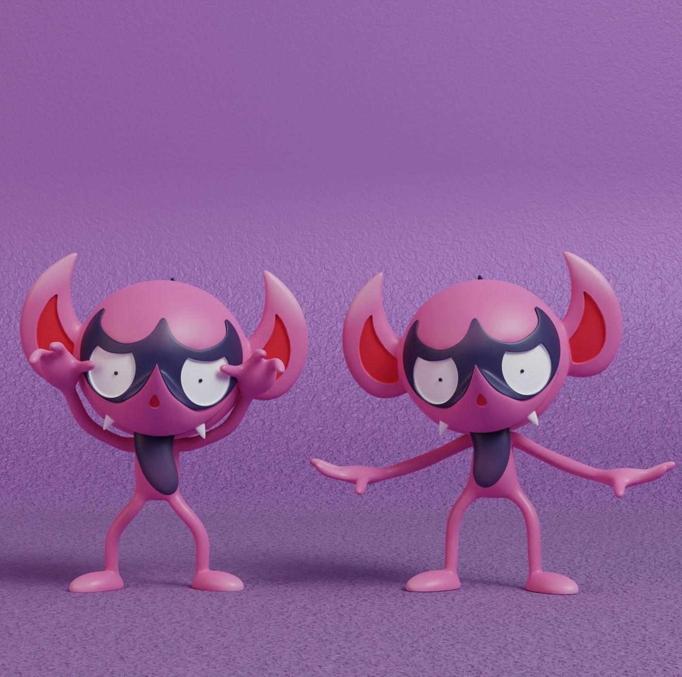 Pokemon - Impidimp Morgrem and Grimmsnarl with 2 poses 3D print model_2