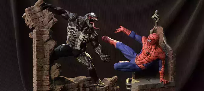 Venom and Spiderman 1994 3D print model