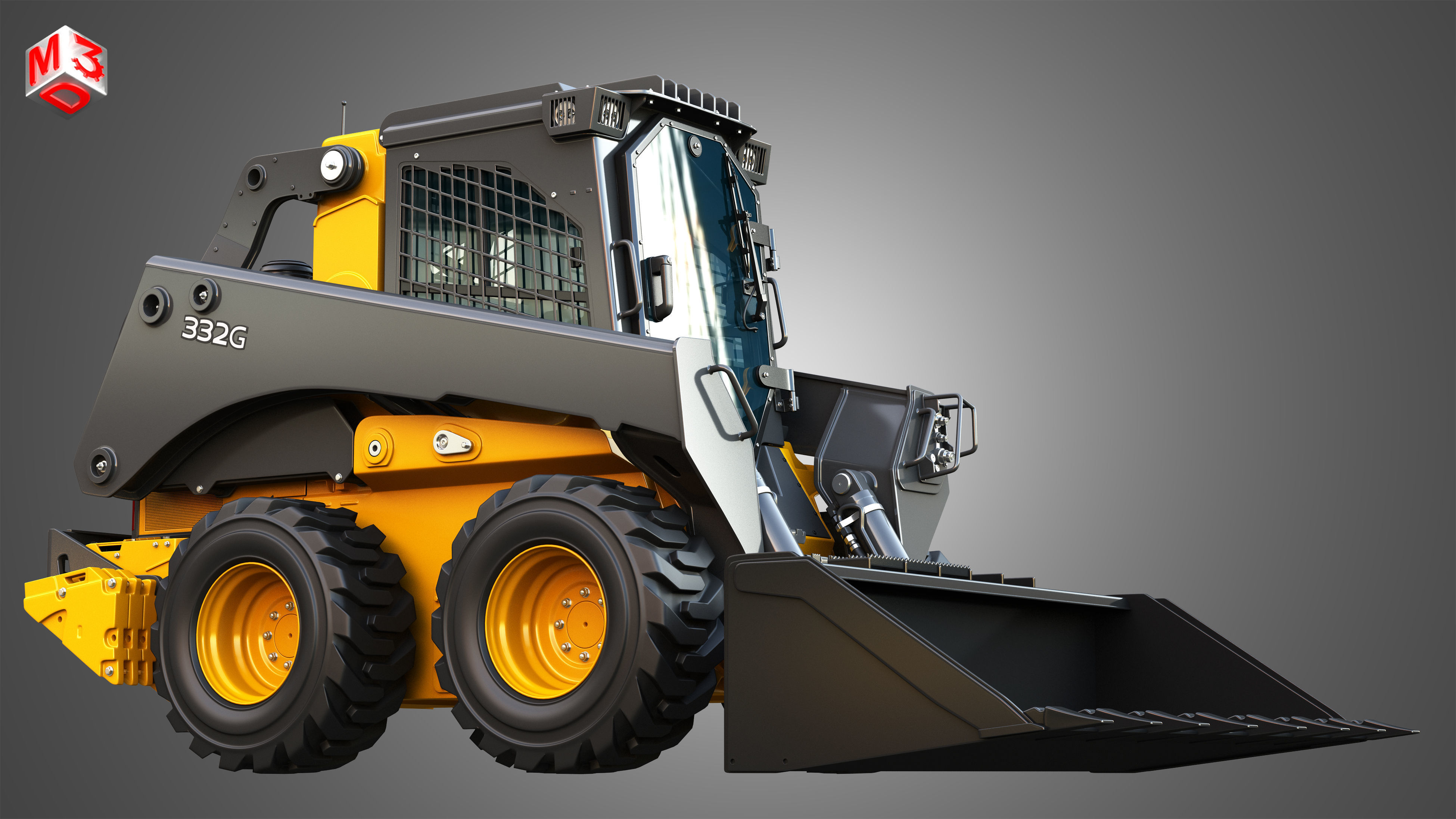 332G Skid Steer Loader with Forestry Package - Bucket 3D model_9