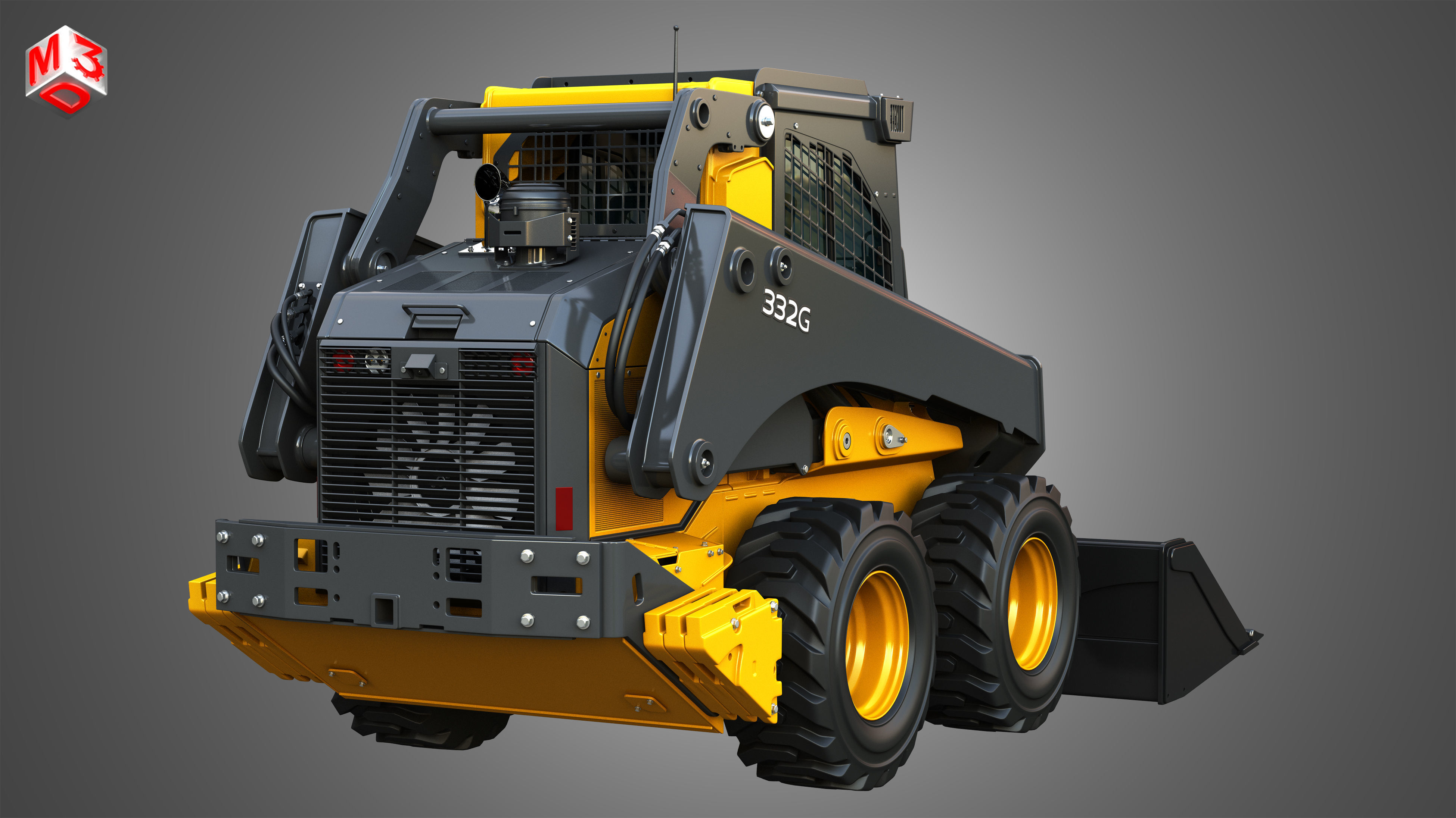 332G Skid Steer Loader with Forestry Package - Bucket 3D model_12