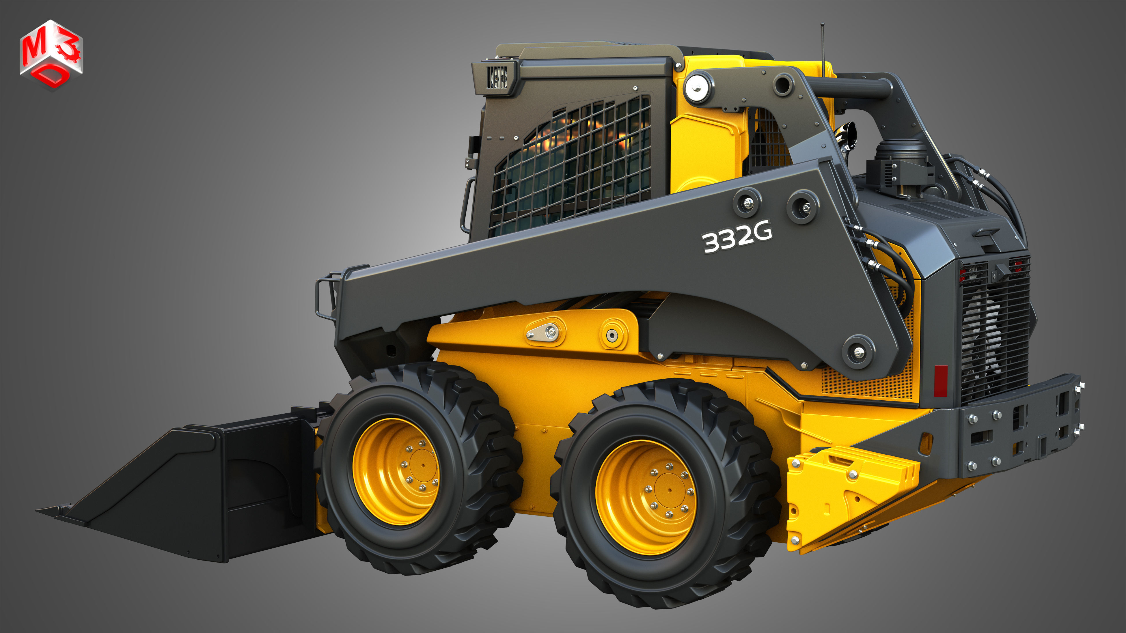 332G Skid Steer Loader with Forestry Package - Bucket 3D model_18
