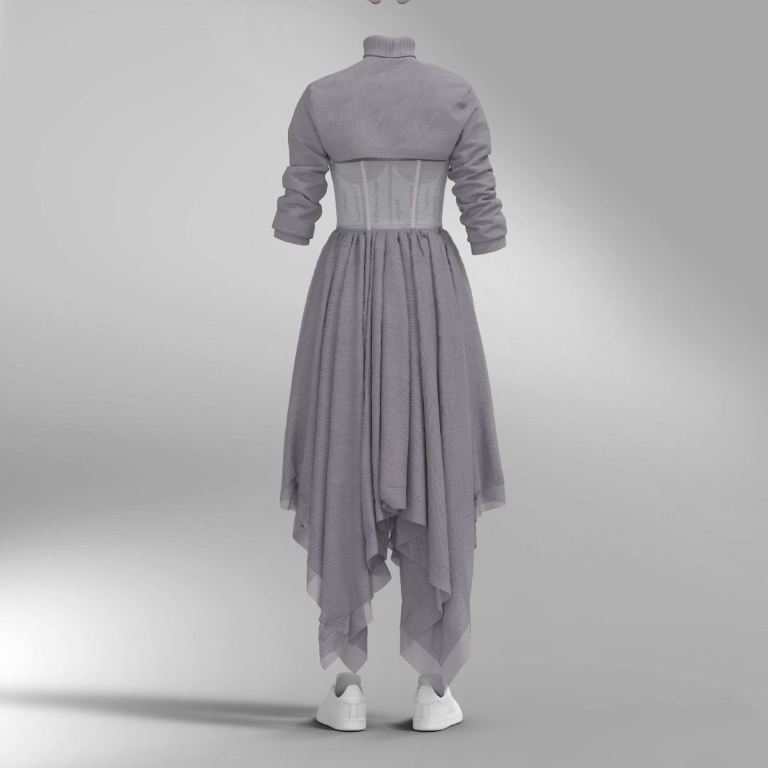 3D Evening dress 3D model_6