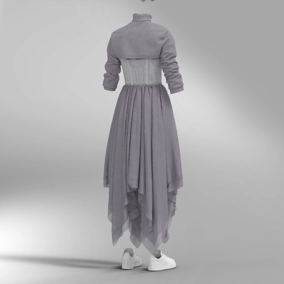 3D Evening dress 3D model_5