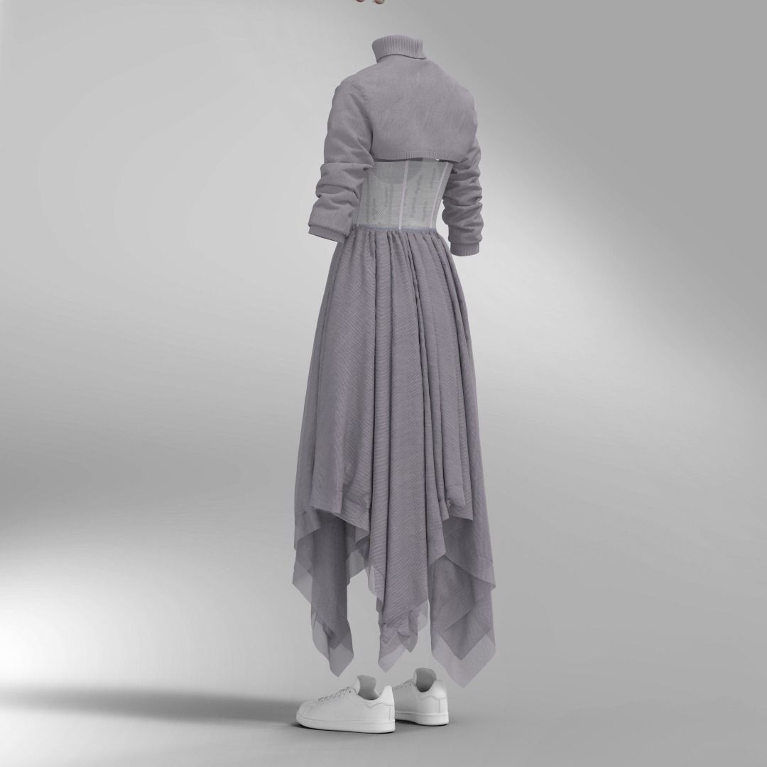 3D Evening dress 3D model_8