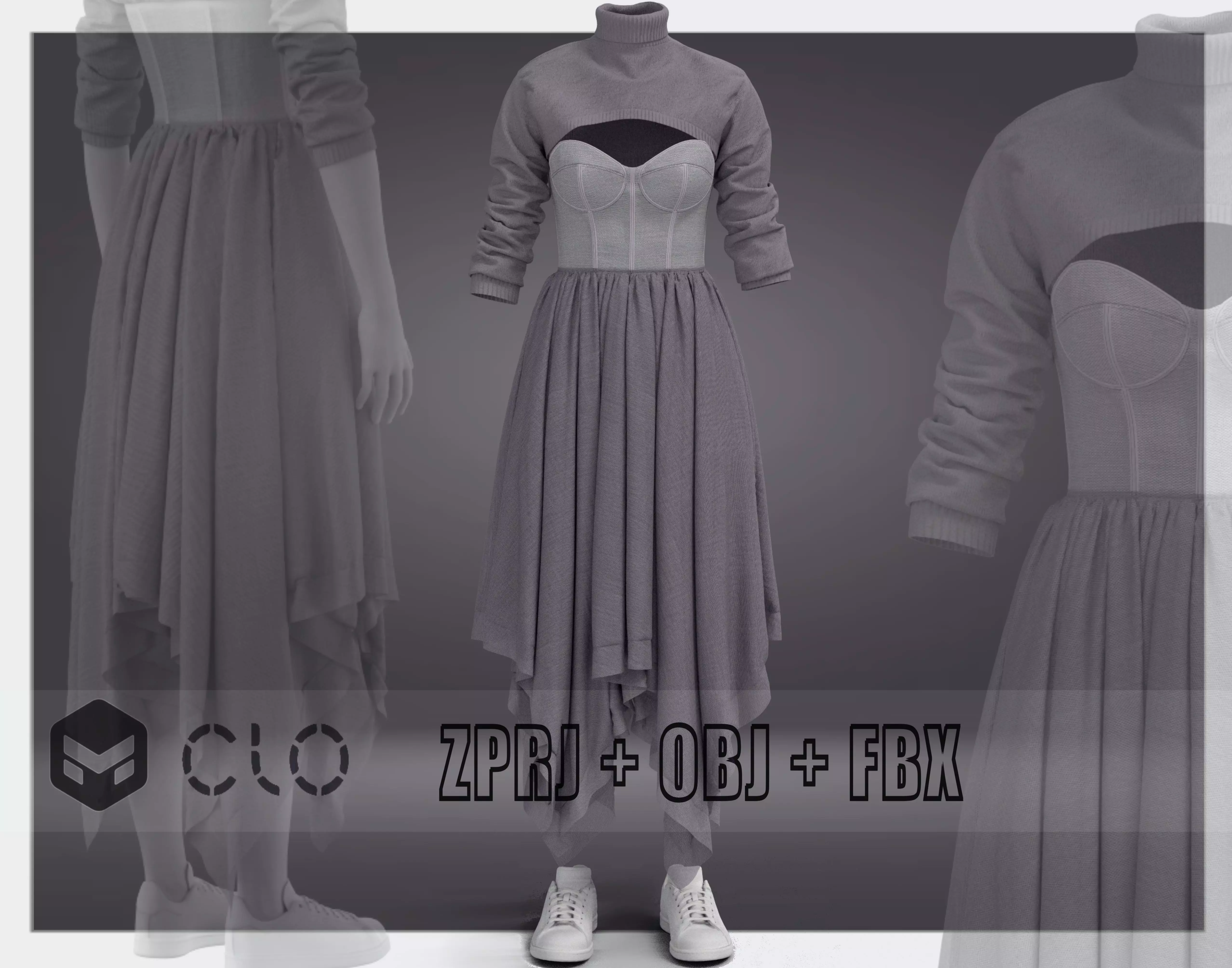 3D Evening dress 3D model_0