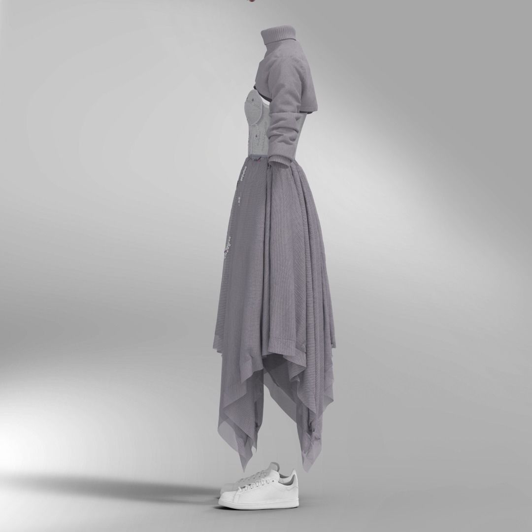 3D Evening dress 3D model_3