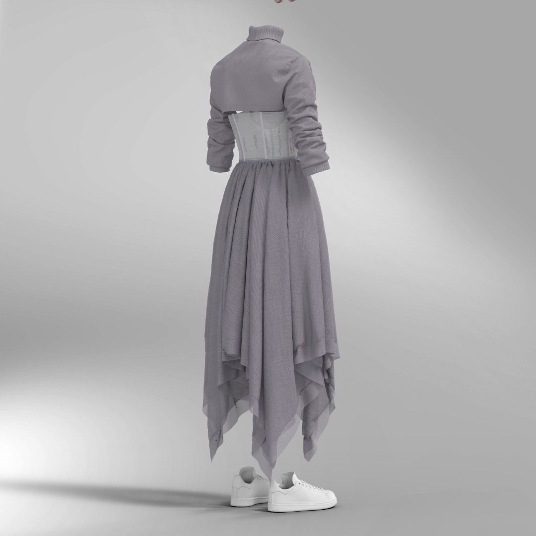 3D Evening dress 3D model_4