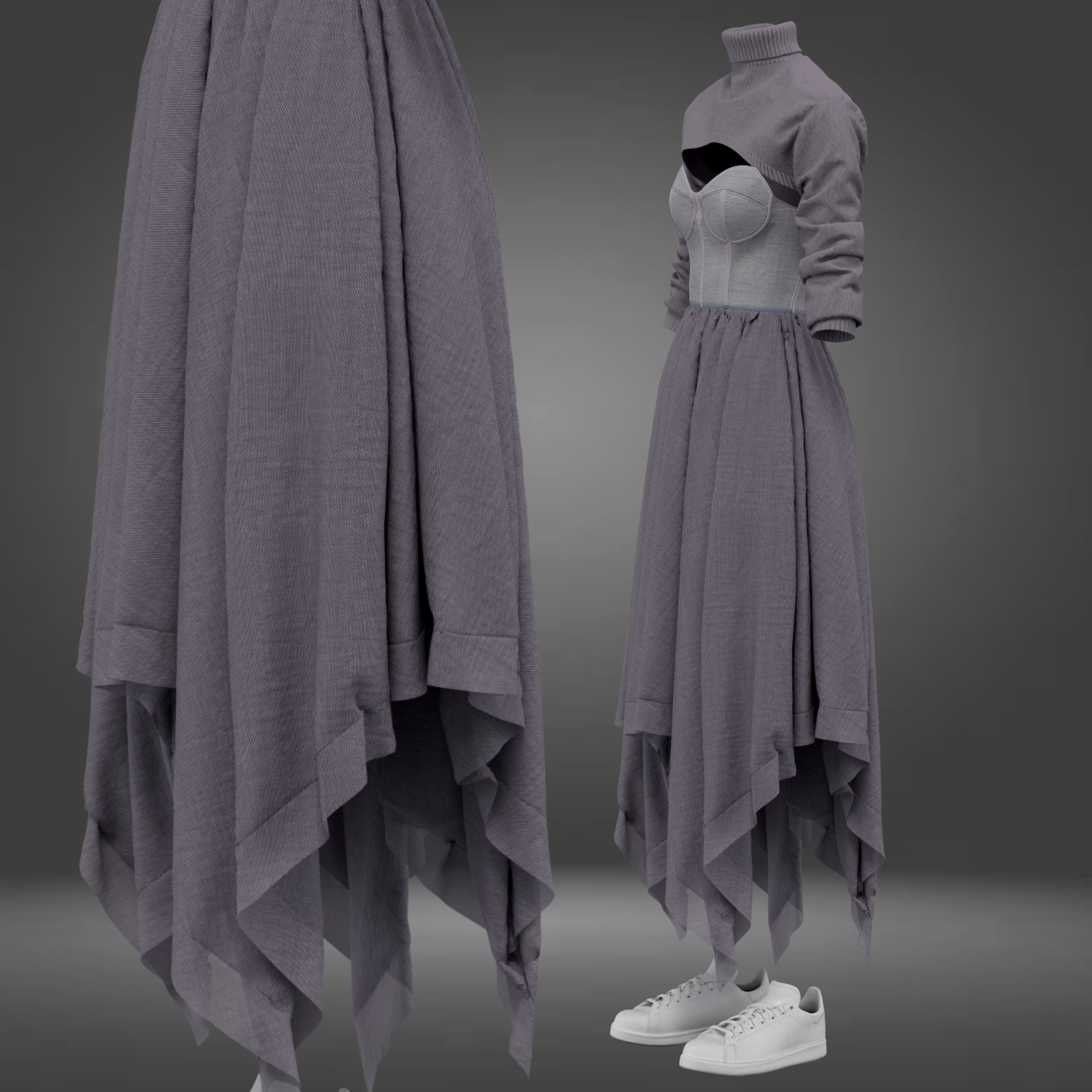 3D Evening dress 3D model_2