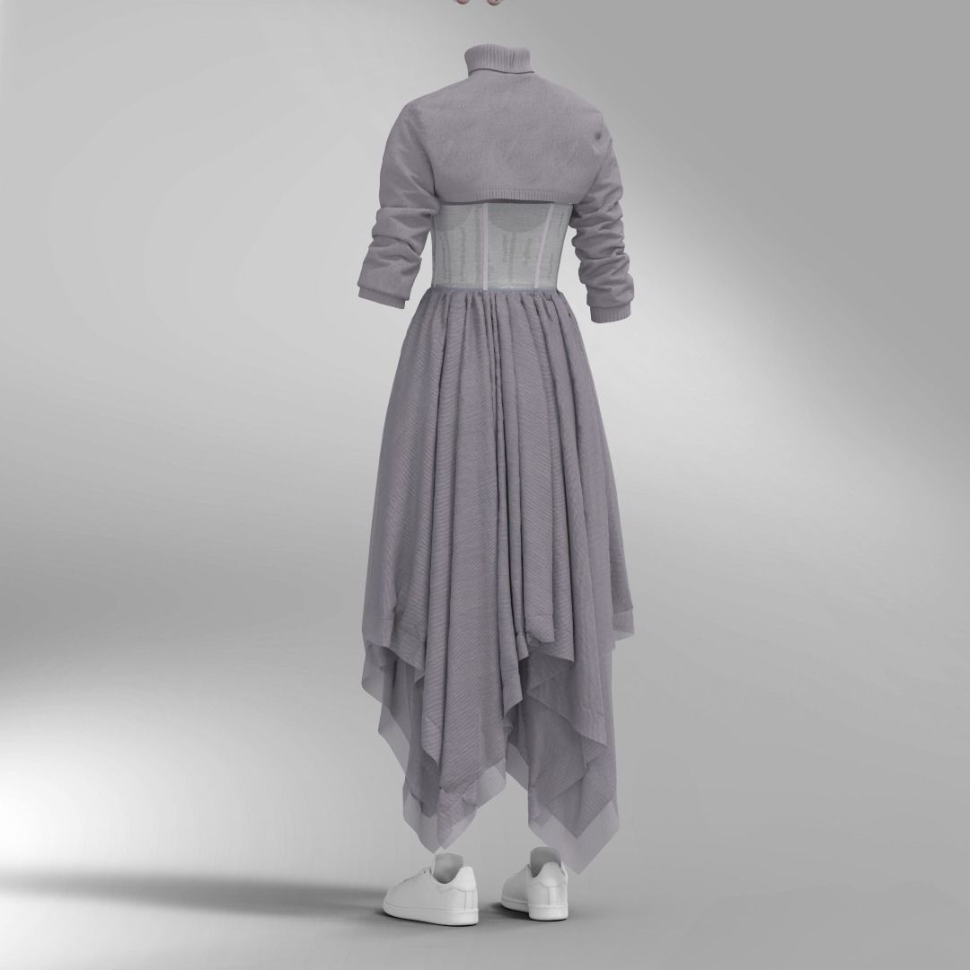 3D Evening dress 3D model_7