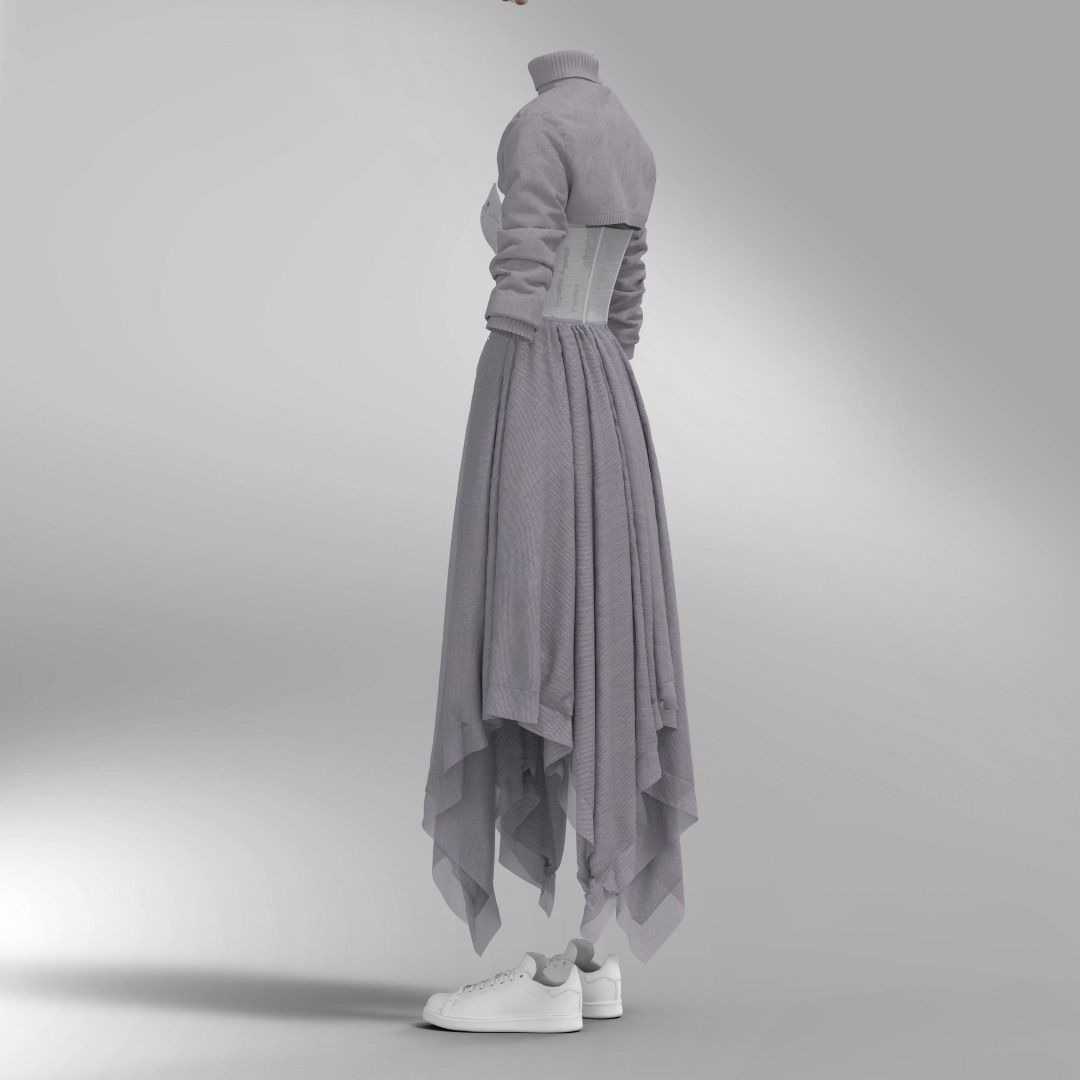 3D Evening dress 3D model_9