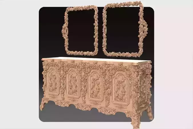 Carved console ornament for cnc 04