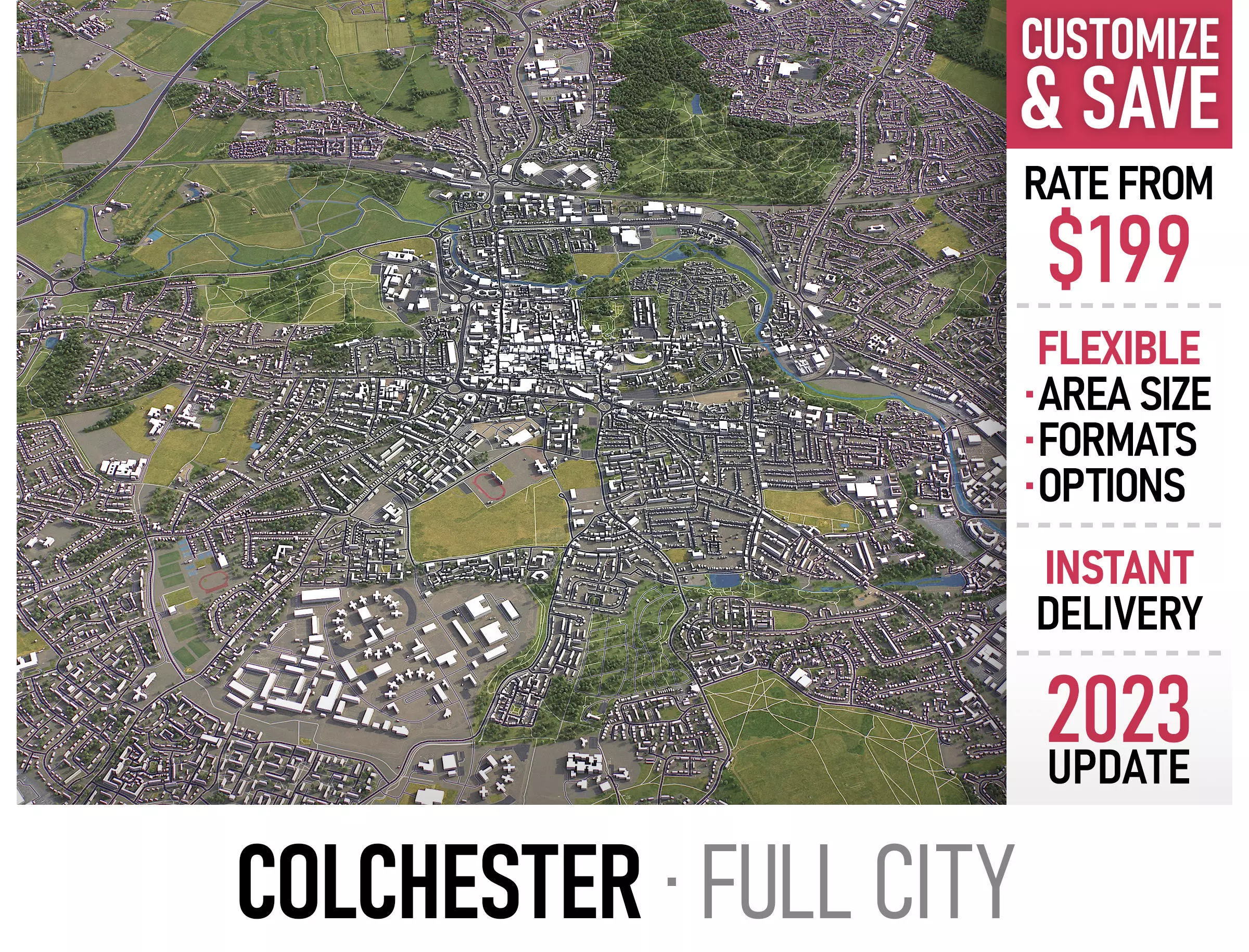 Colchester - 3D City Model Low-poly 3D model_0