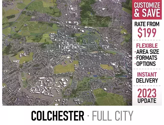 Colchester - 3D City Model Low-poly 3D model