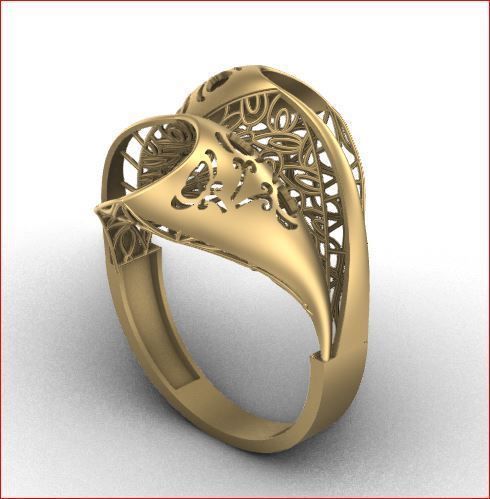 06 Lace style gold ring 3D print model 3D print model_2
