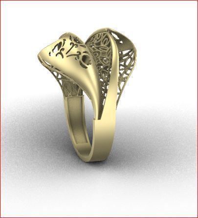 06 Lace style gold ring 3D print model 3D print model_7