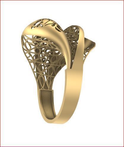 06 Lace style gold ring 3D print model 3D print model_4