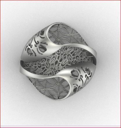 06 Lace style gold ring 3D print model 3D print model_6