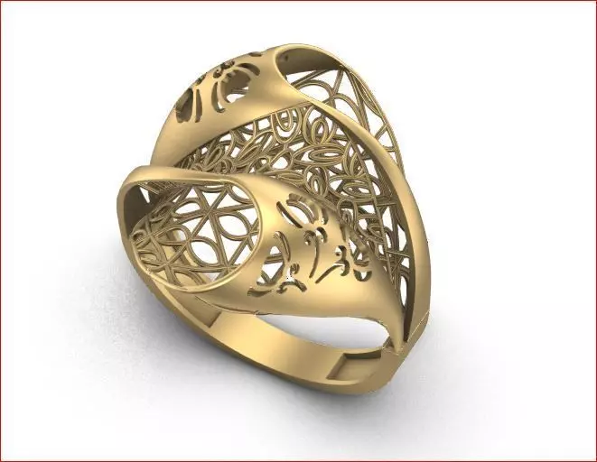 06 Lace style gold ring 3D print model 3D print model_0