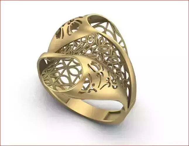 06 Lace style gold ring 3D print model