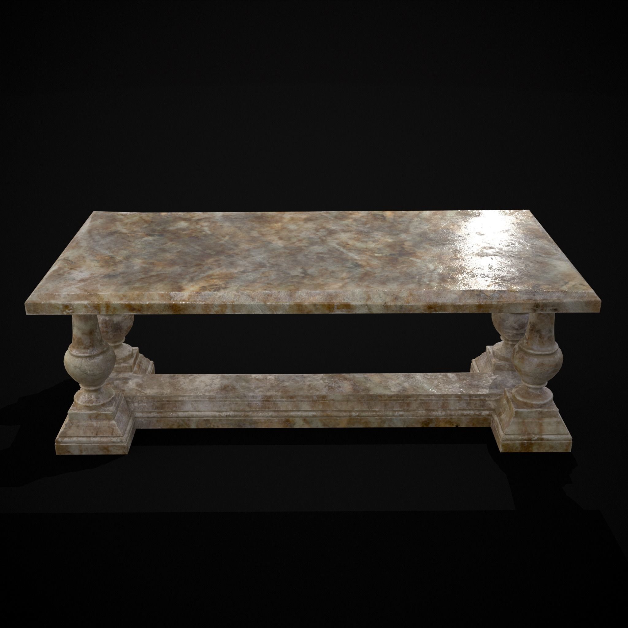 Long Marble Table Low-poly 3D model_27