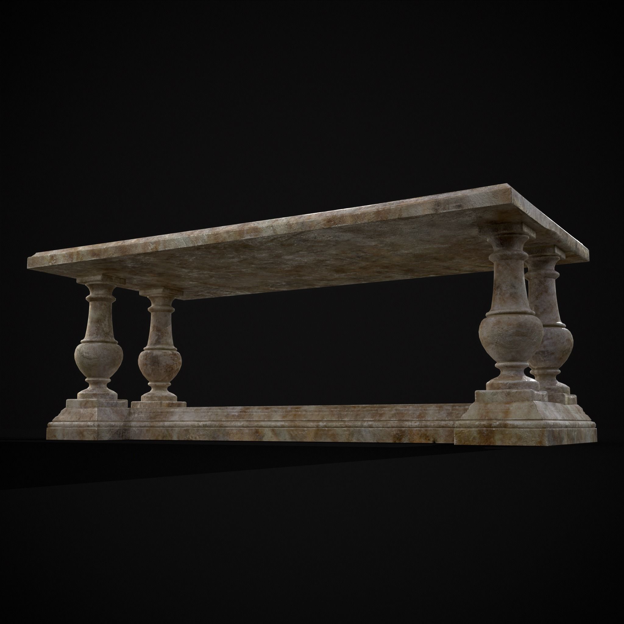 Long Marble Table Low-poly 3D model_11