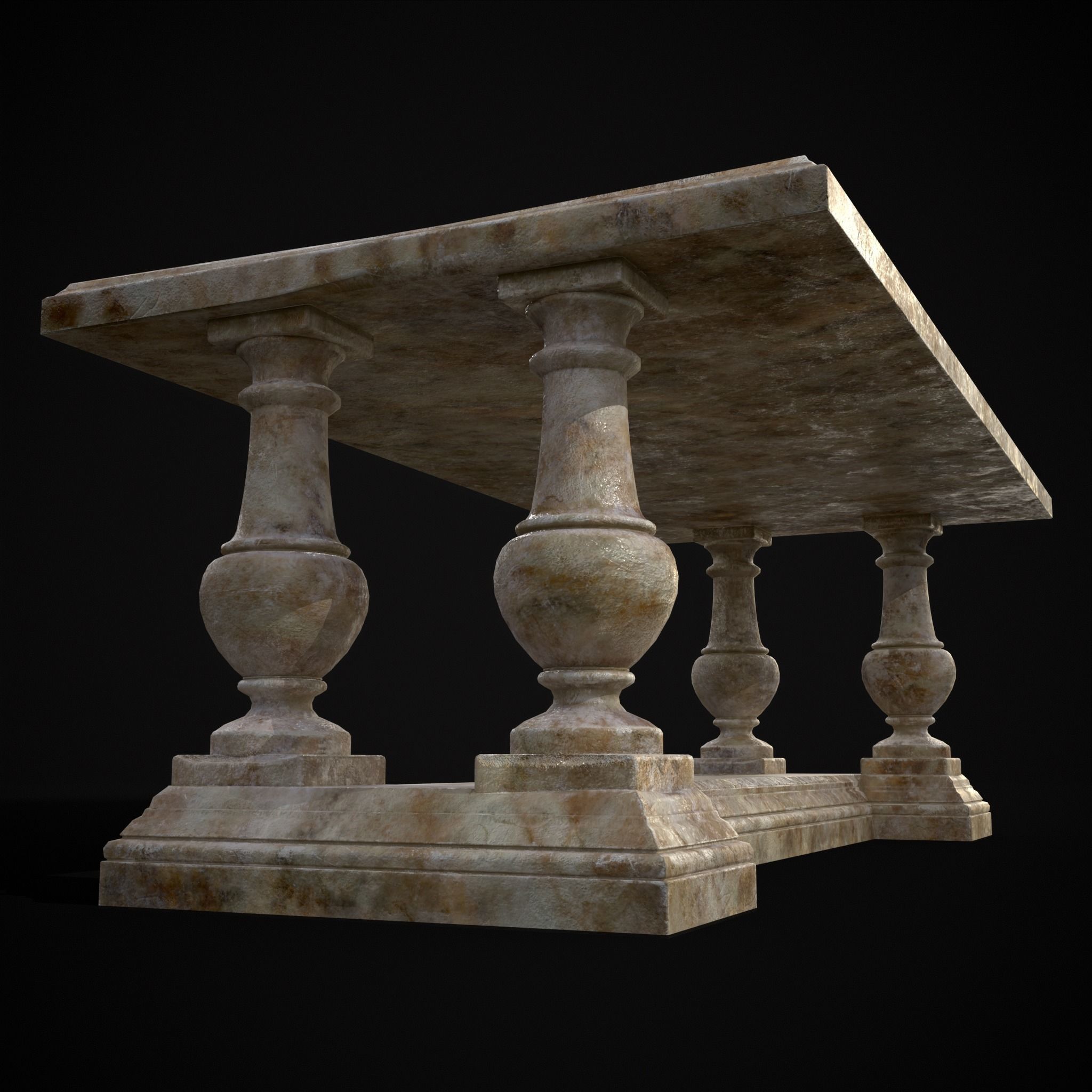 Long Marble Table Low-poly 3D model_9