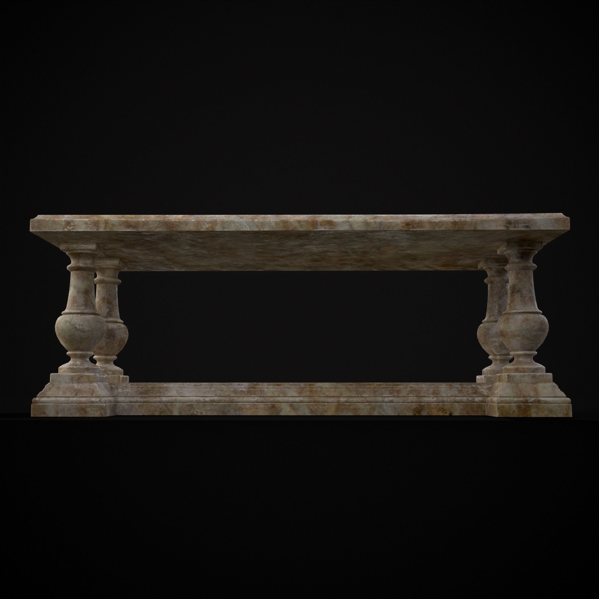 Long Marble Table Low-poly 3D model_25