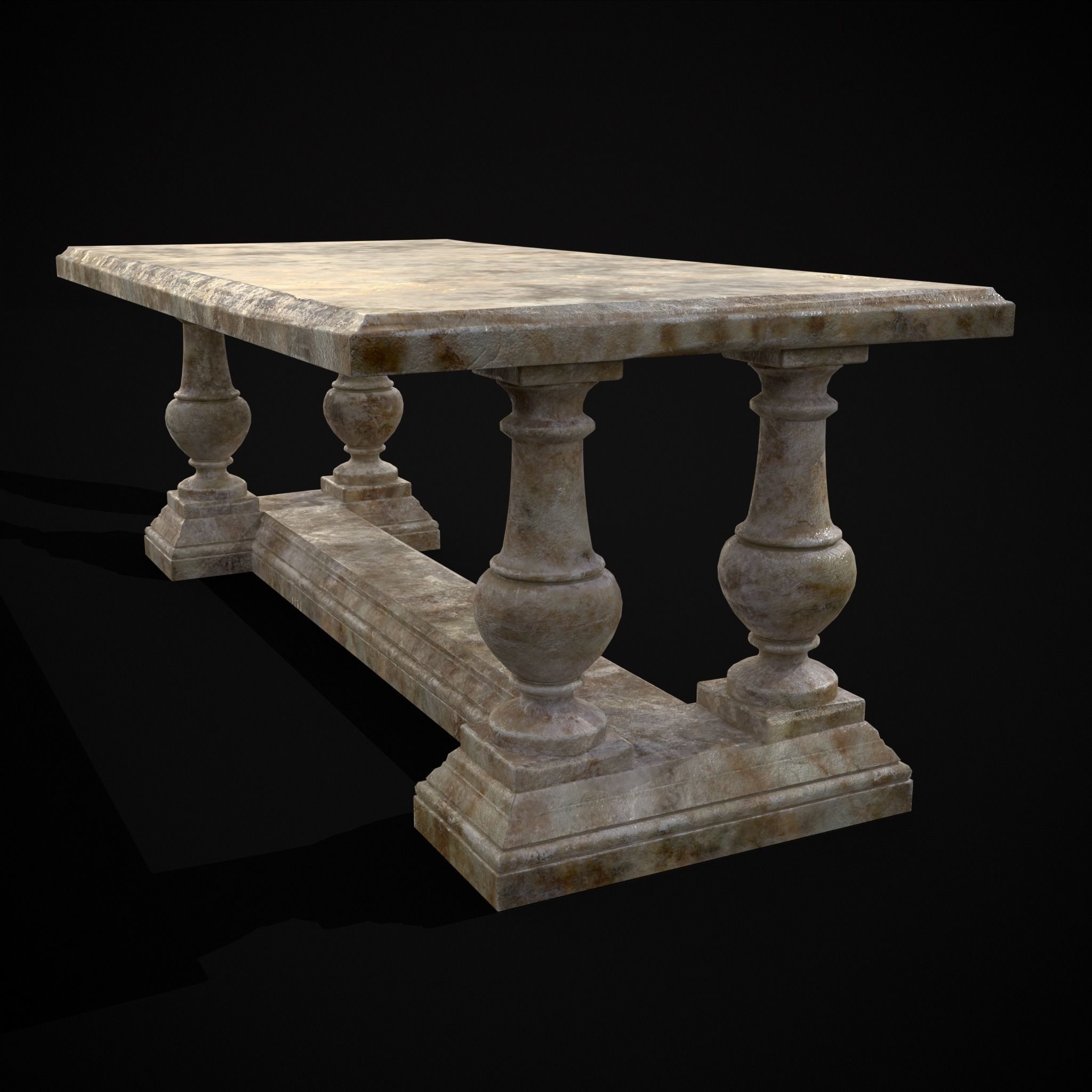 Long Marble Table Low-poly 3D model_15