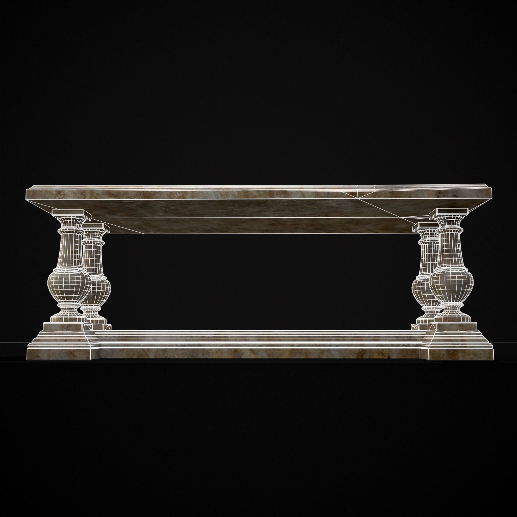 Long Marble Table Low-poly 3D model_26