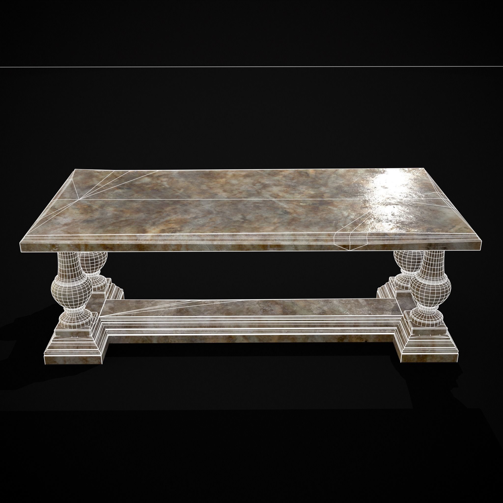 Long Marble Table Low-poly 3D model_28