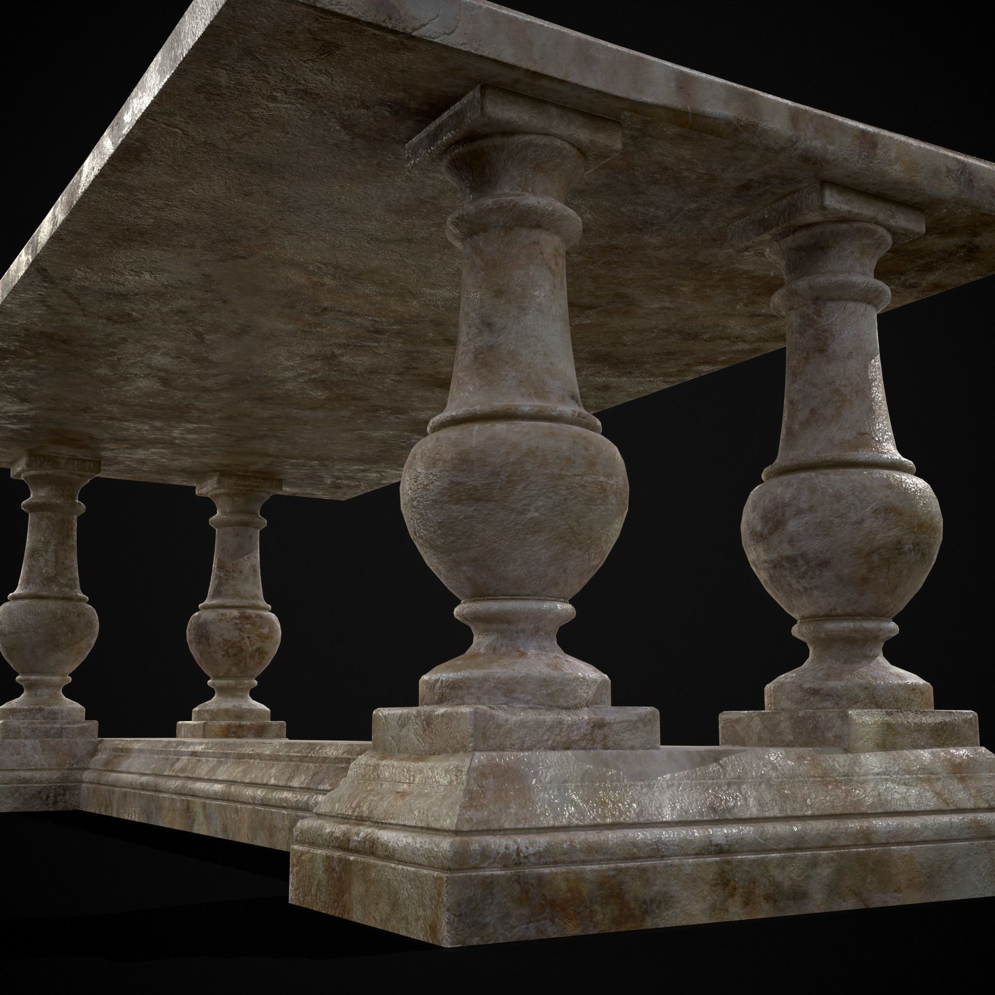 Long Marble Table Low-poly 3D model_21