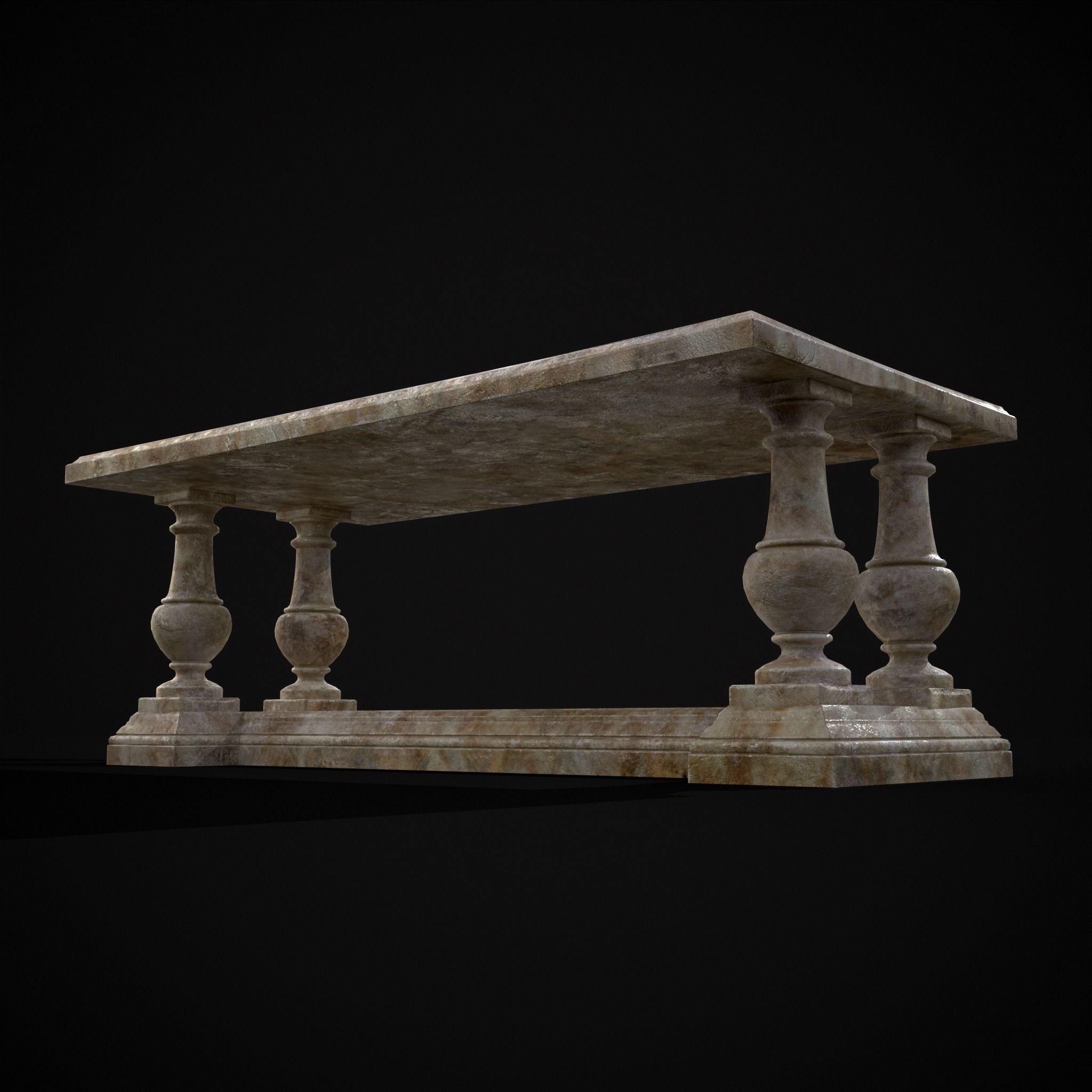 Long Marble Table Low-poly 3D model_33