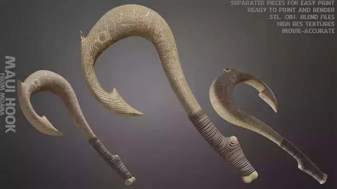 Moana Maui Fish Hook for Cosplay 3D print model