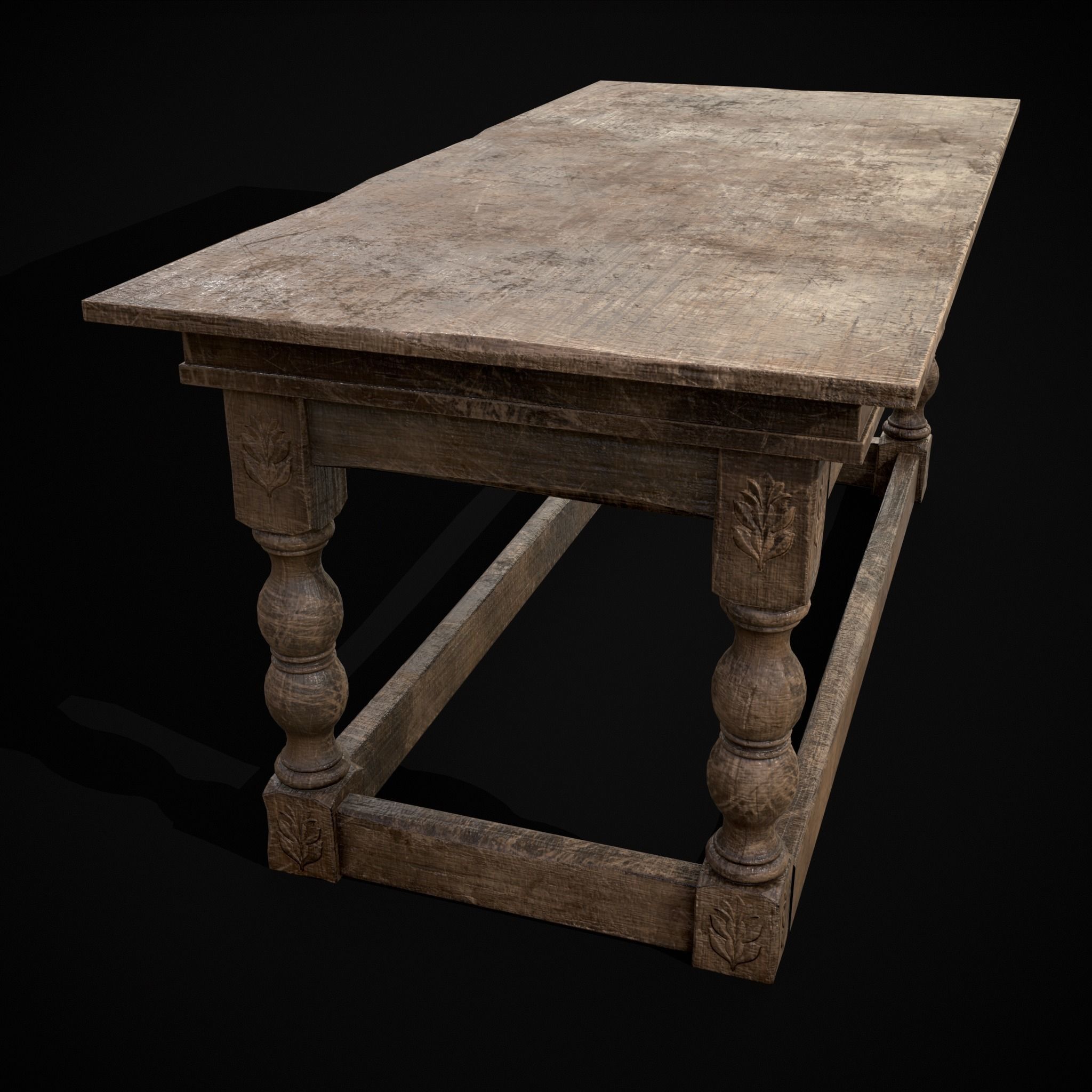 Renaissance Elegant Long Table Low-poly 3D model_17