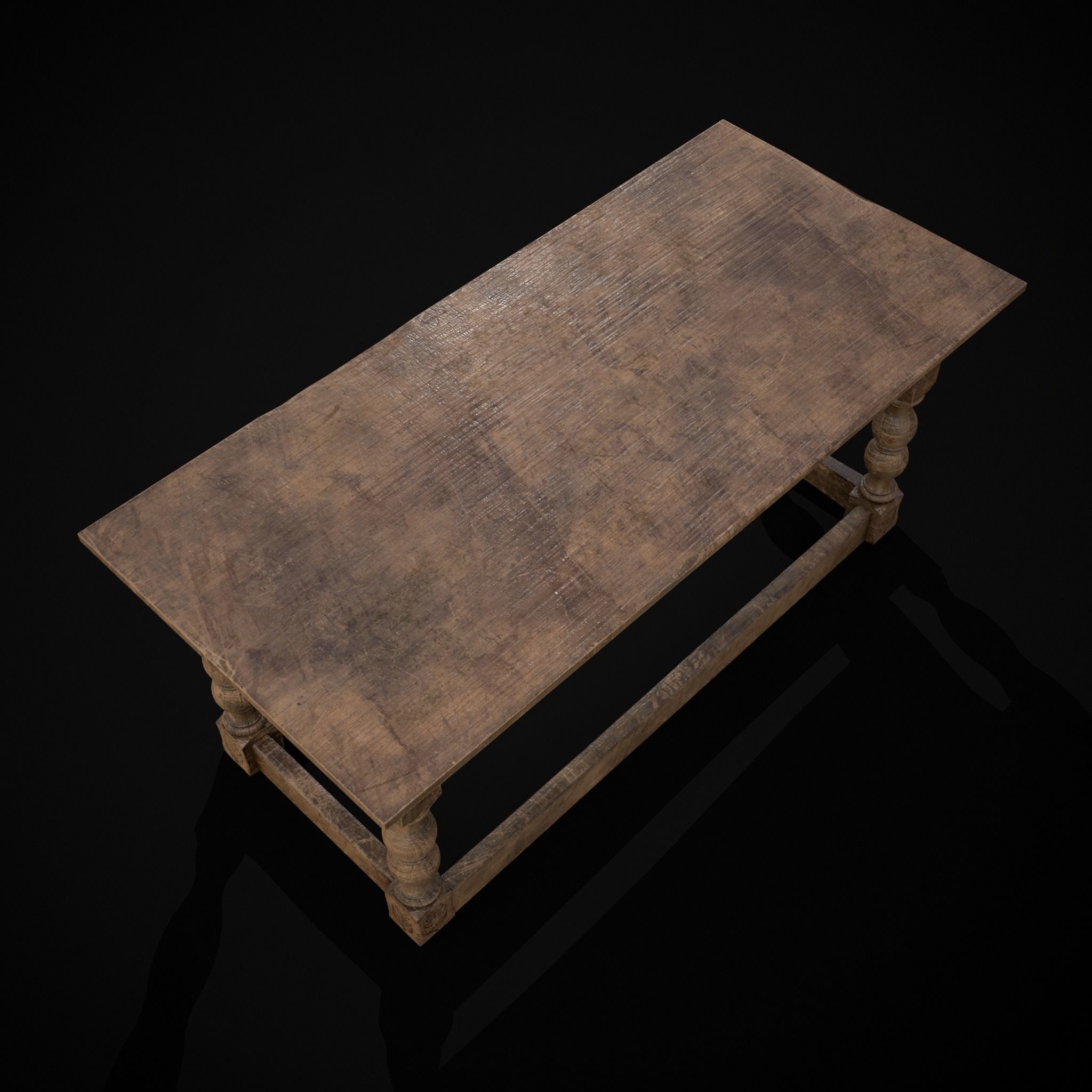 Renaissance Elegant Long Table Low-poly 3D model_21