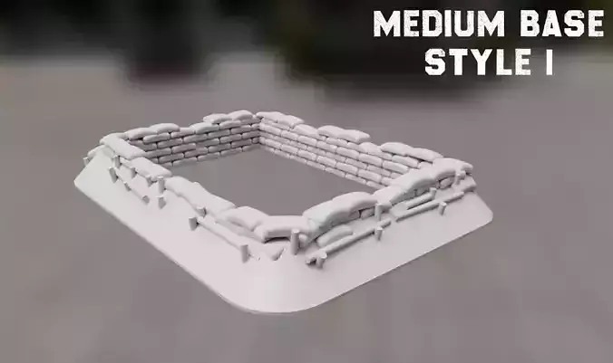 Medium Sandbagged Dugout Style 1 15mm Scale 3d Print Model 3D print model
