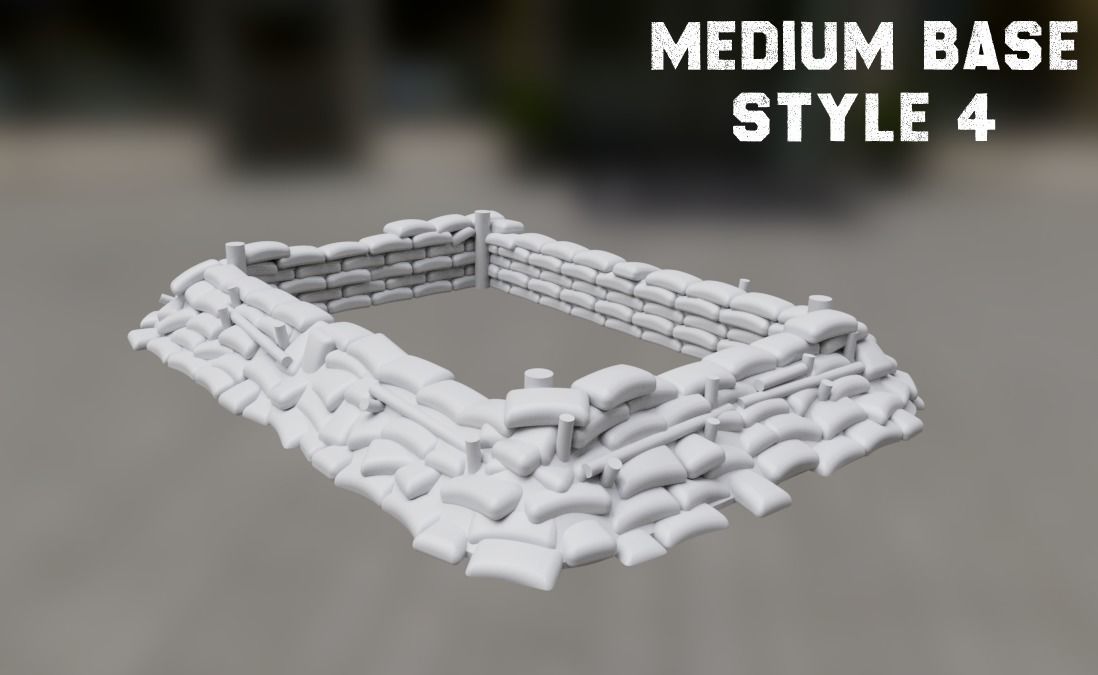 Medium Sandbagged Dugout Style 4 15mm Scale 3d Print Model 3D print model_2