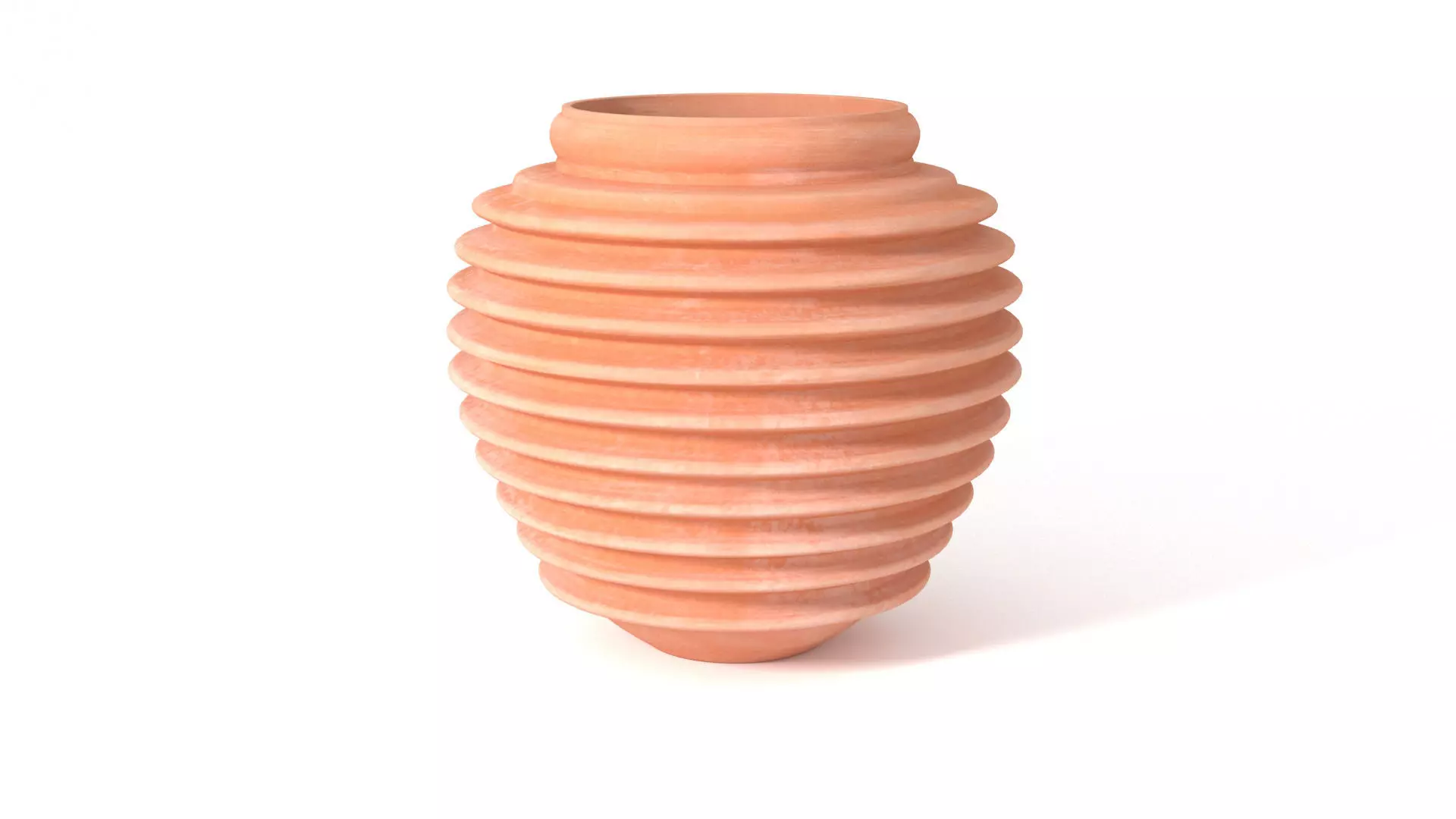 Terracotta Ridged Pot 3D model_0
