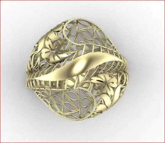 08 Lace style gold ring 3D print model 3D print model