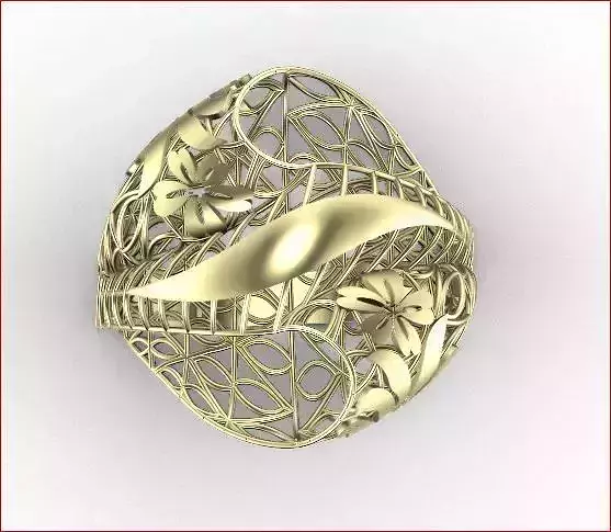 08 Lace style gold ring 3D print model 