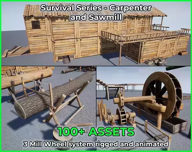 Survival Series - Carpenter and Sawmill Low-poly 3D model