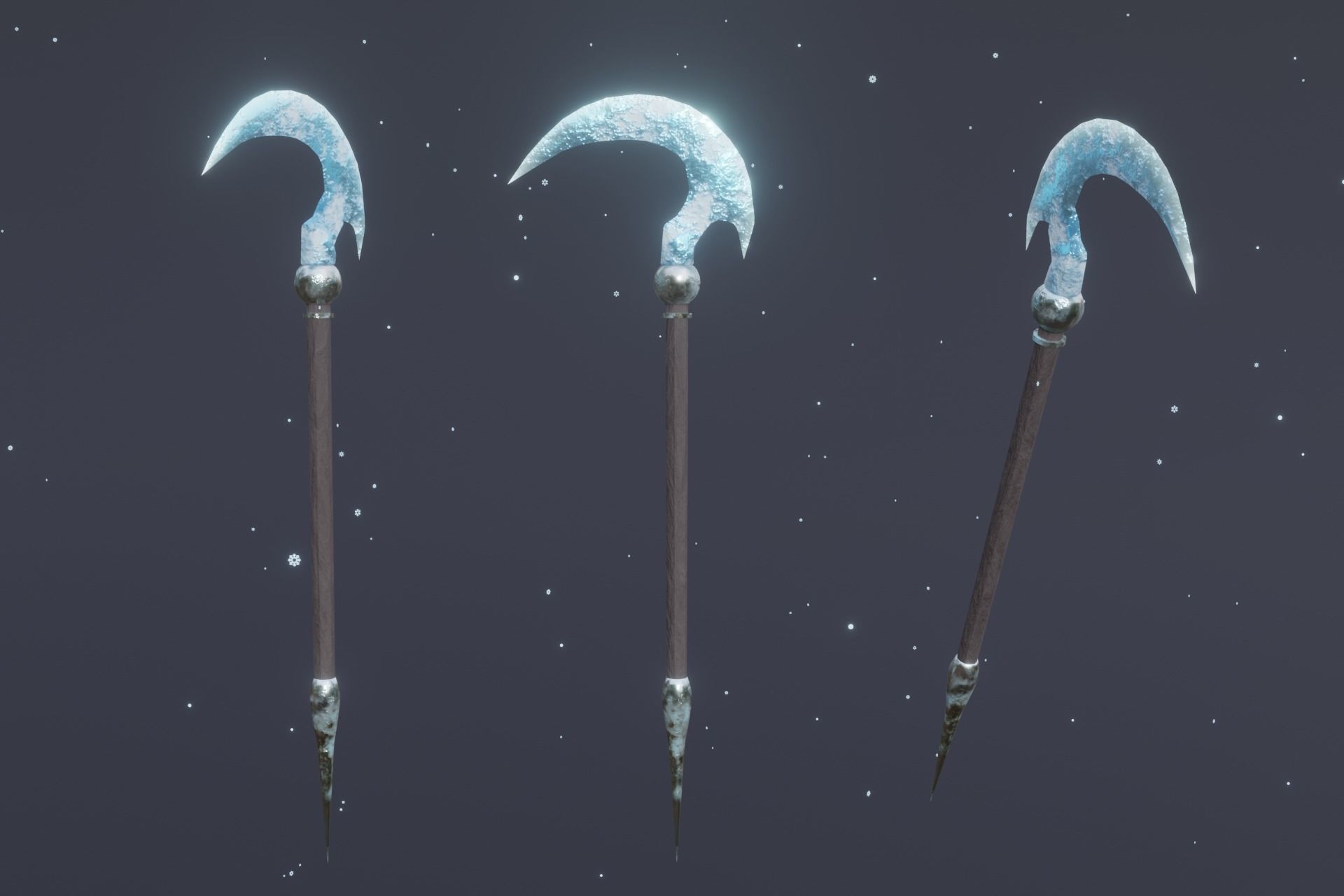 15 Ice elemental weapons - medieval - fantasy - magic - VOL 01 Low-poly 3D model_12