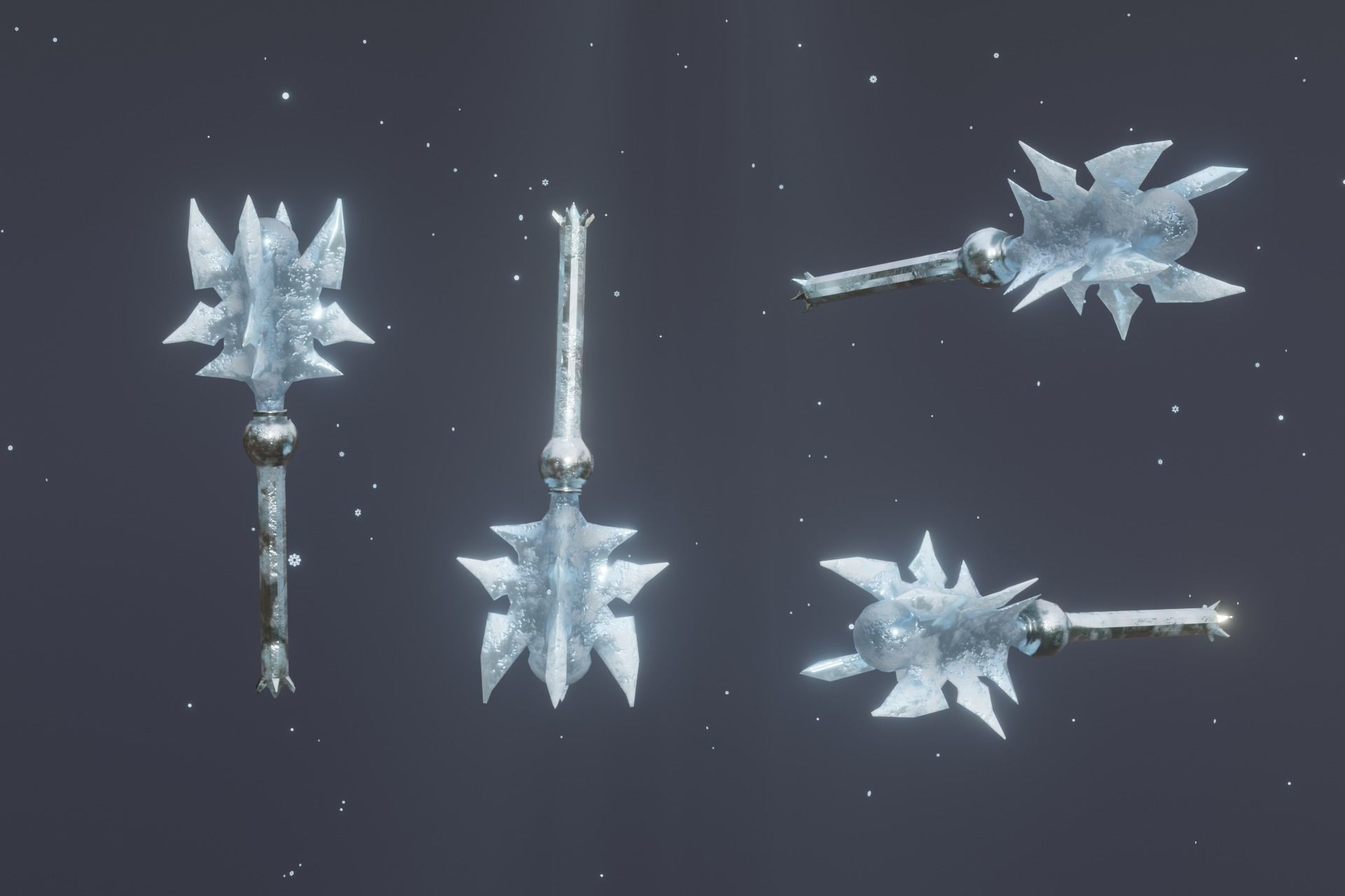 15 Ice elemental weapons - medieval - fantasy - magic - VOL 01 Low-poly 3D model_3