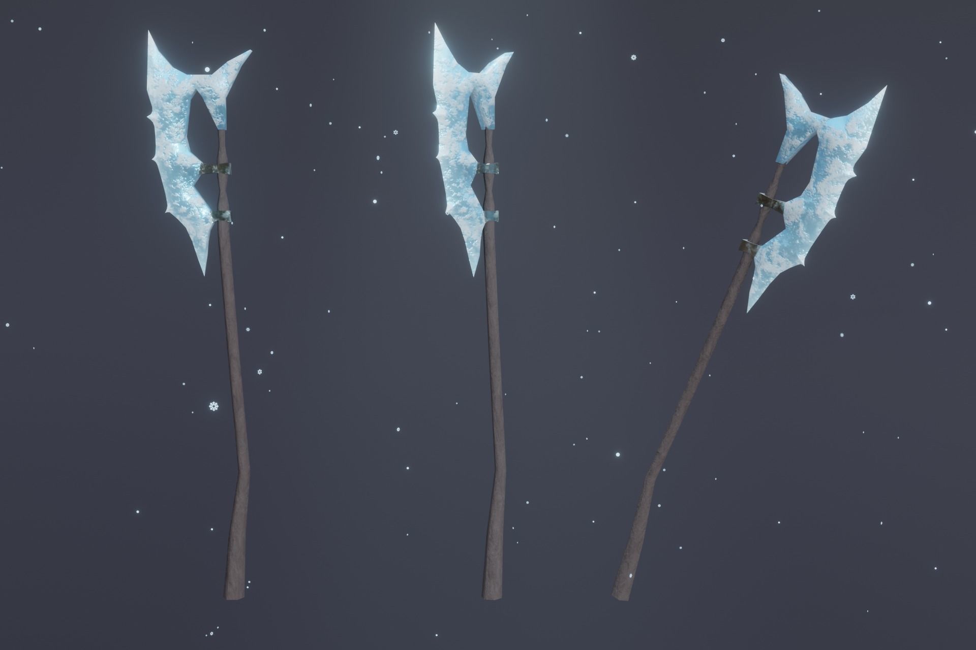 15 Ice elemental weapons - medieval - fantasy - magic - VOL 01 Low-poly 3D model_5