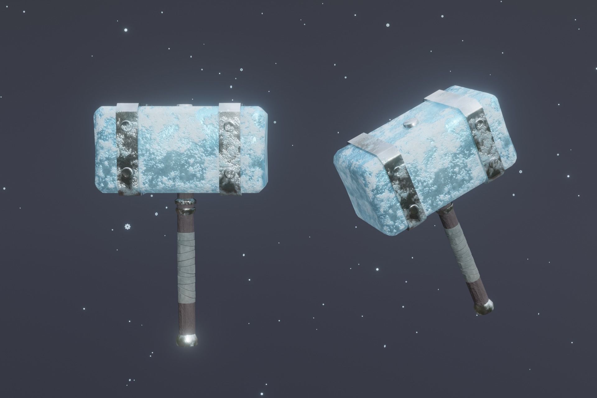 15 Ice elemental weapons - medieval - fantasy - magic - VOL 01 Low-poly 3D model_4