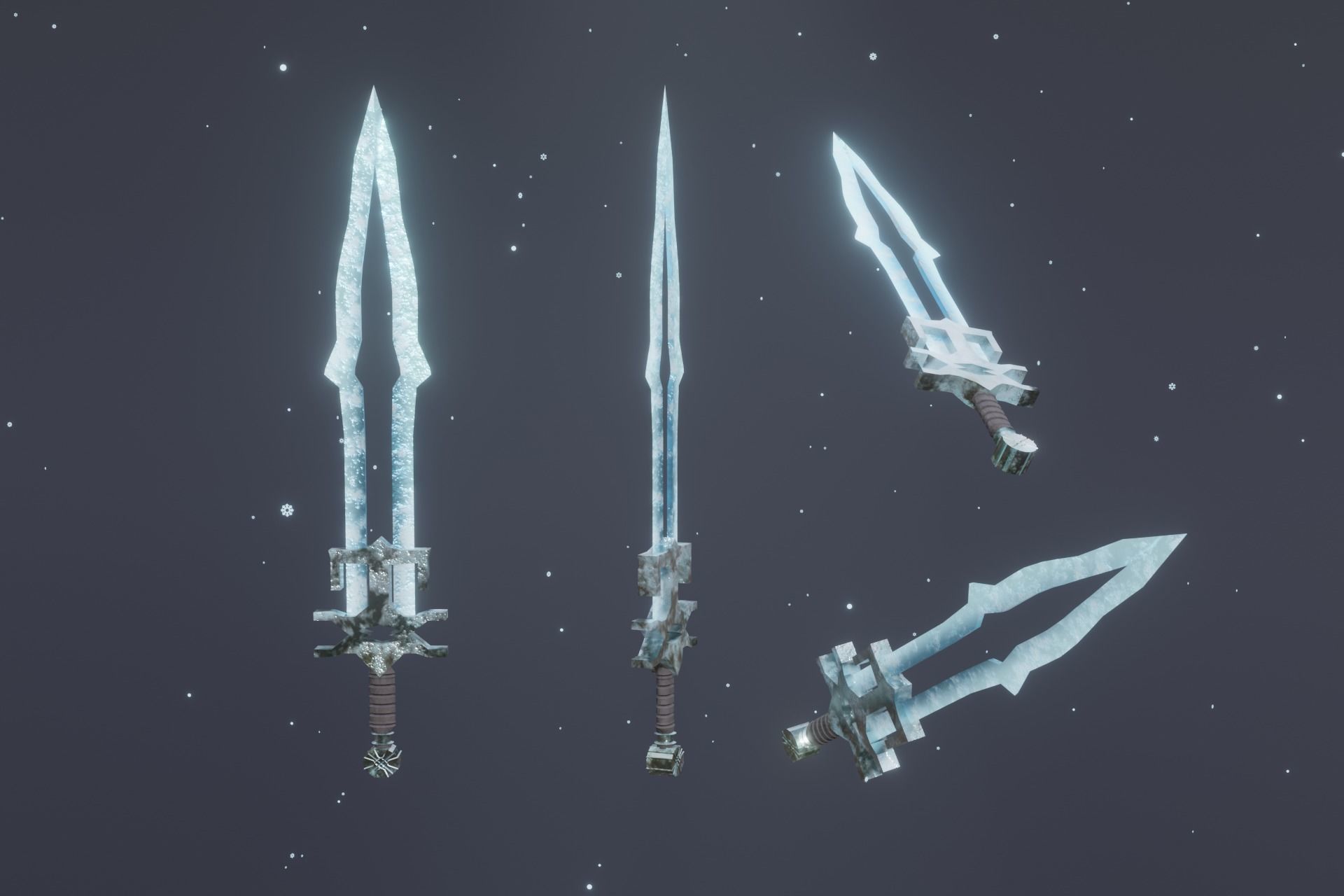 15 Ice elemental weapons - medieval - fantasy - magic - VOL 01 Low-poly 3D model_15