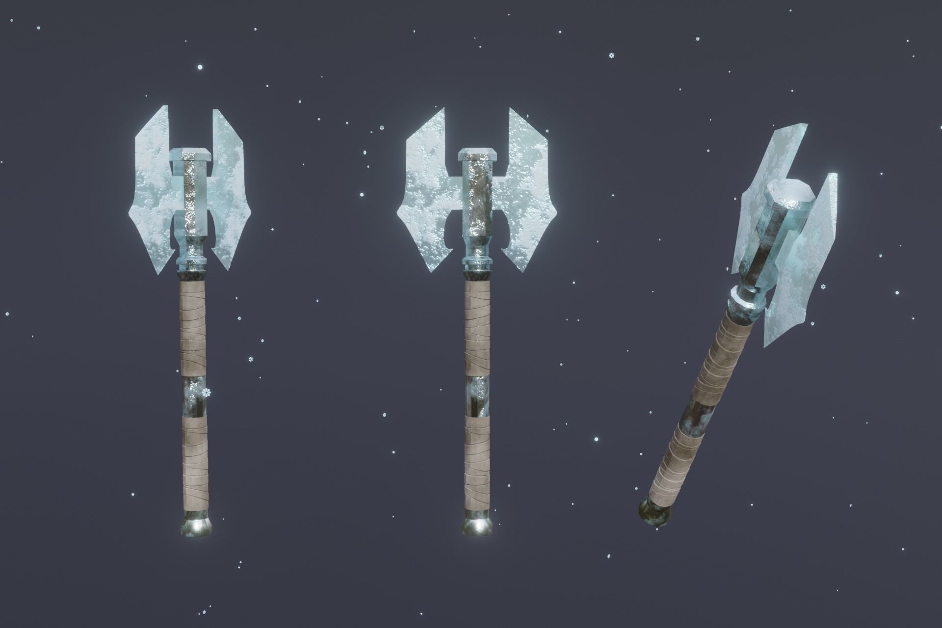 15 Ice elemental weapons - medieval - fantasy - magic - VOL 01 Low-poly 3D model_7