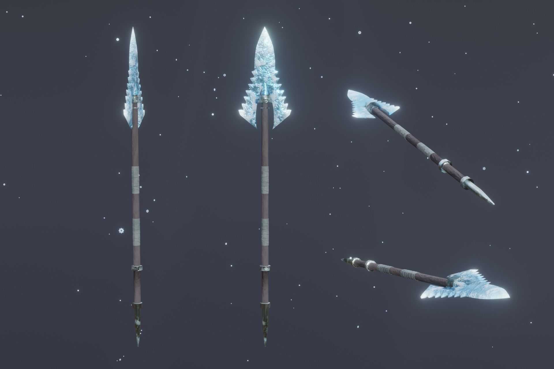 15 Ice elemental weapons - medieval - fantasy - magic - VOL 01 Low-poly 3D model_13