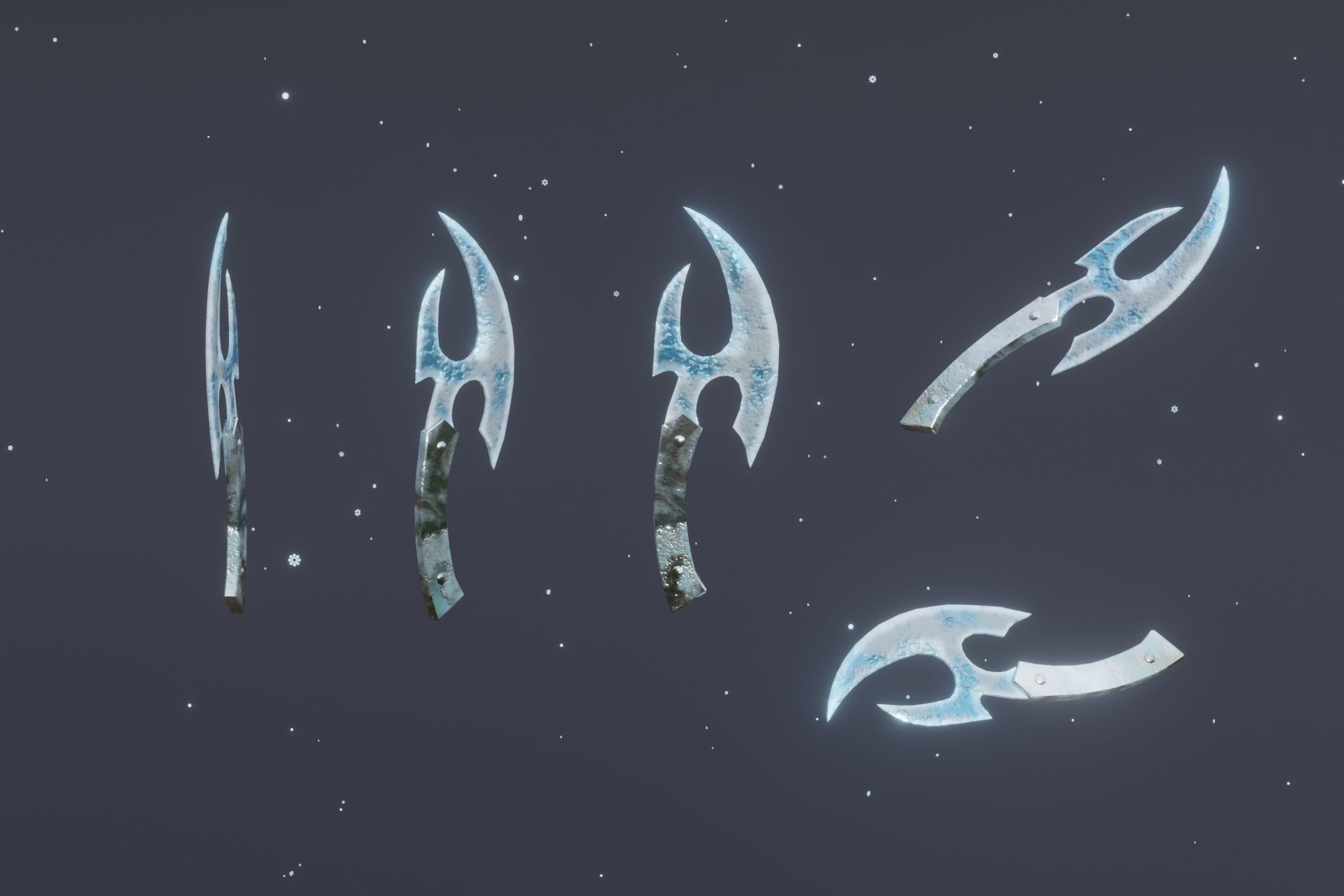 15 Ice elemental weapons - medieval - fantasy - magic - VOL 01 Low-poly 3D model_6