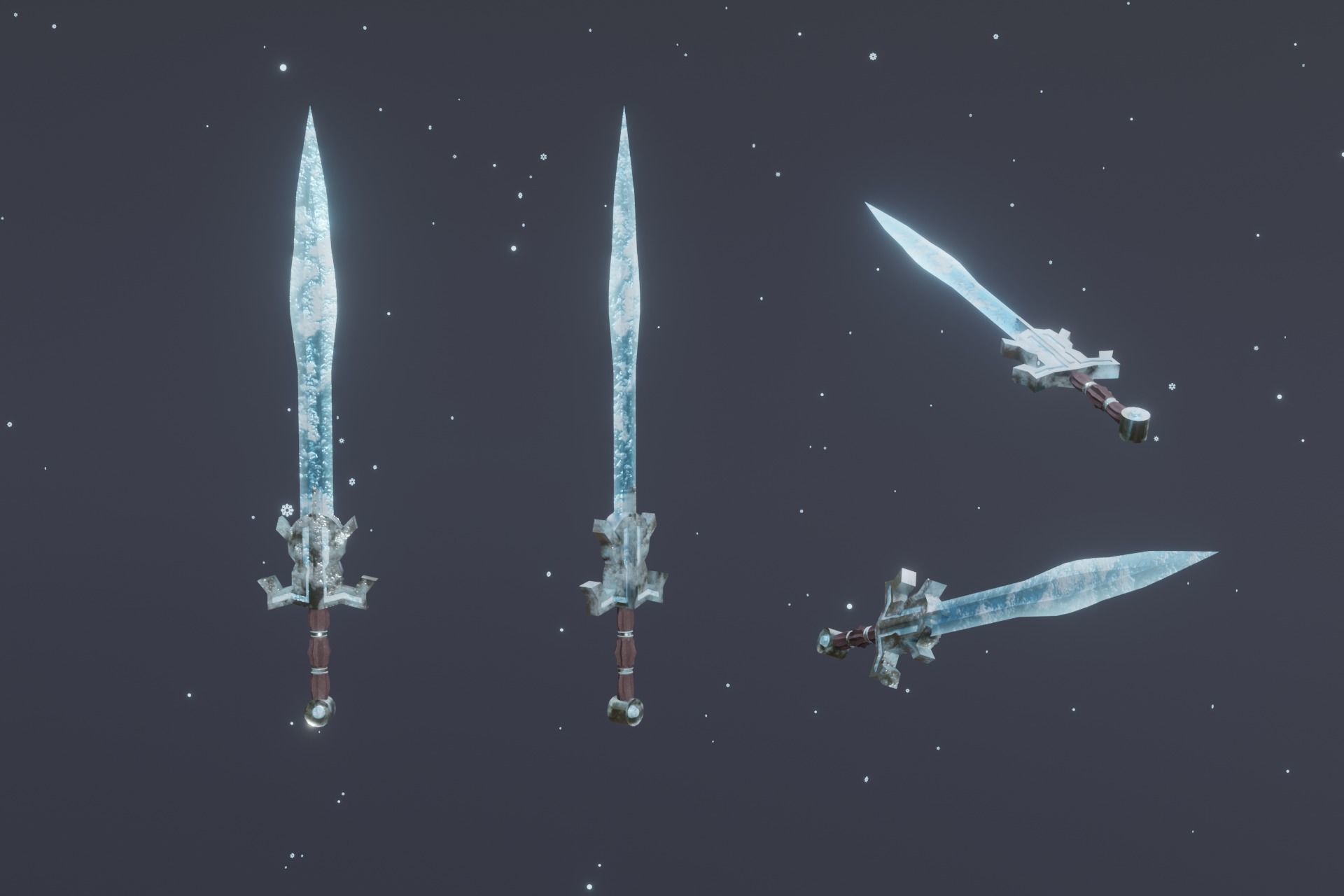 15 Ice elemental weapons - medieval - fantasy - magic - VOL 01 Low-poly 3D model_14